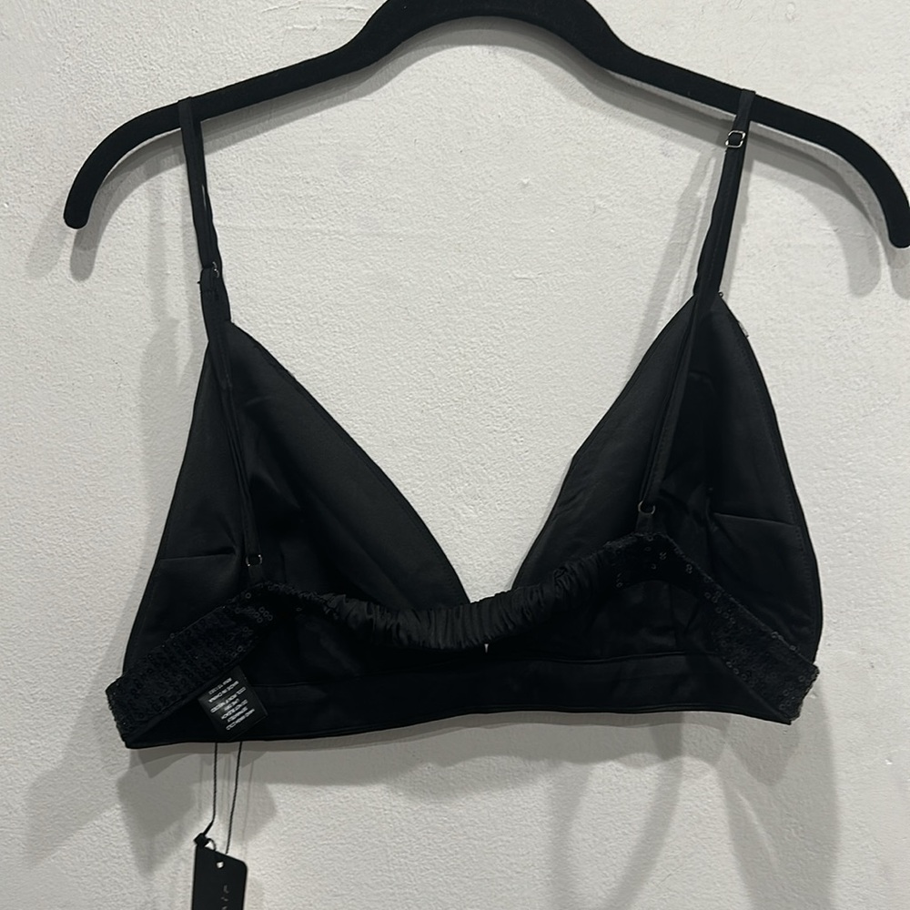Current Air sequin bralette bra top black size large NWT sexy flirty fun - Picture 5 of 8